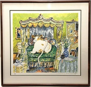 GUY BUFFET Waiting for Ferdinand ORIGINAL SIGNED LITHOGRAPH Cows - Picture 1 of 6