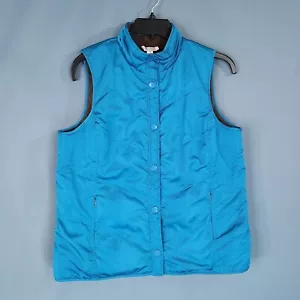 D & Co Women's Fleece Lined Vest Mock Neck Snap Button Blue Size M - Picture 1 of 11