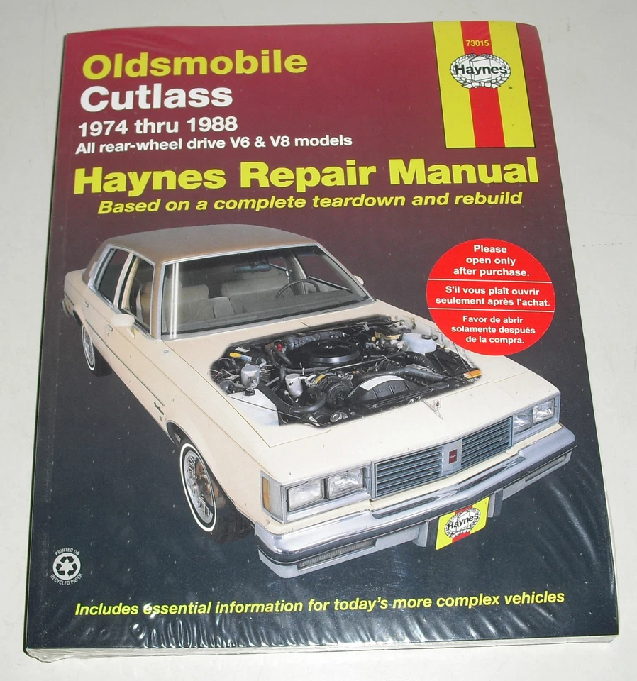 Manuale di Riparazione Oldsmobile Cutlass V6+V8, Anni di Costruzione 1974 - 1988 - Immagine 1 di 1