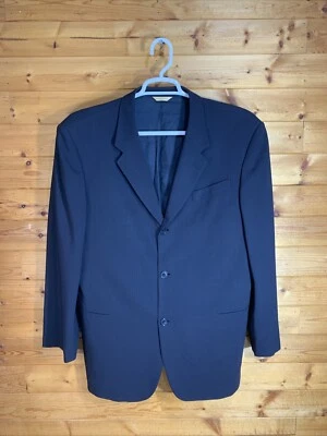 Chaqueta Blazer Donna Karan Hombres Tres Botones Solo Pecho Muesca Solapa 44R Negra Foto 1 de 4