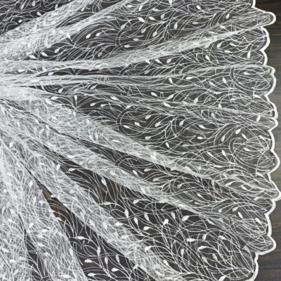 Mesh Flower Embroidered Lace Fabric Sheer for Wedding Evening Dress Skirts Craft - Image 1 of 4