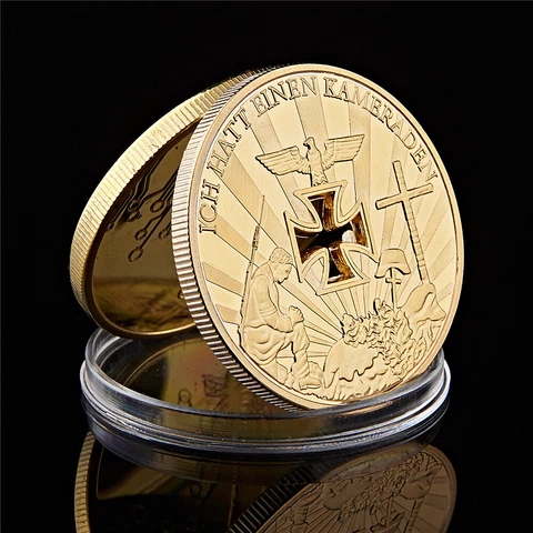 WWII Germany Cross Gold Plated Ich Hatt Einen Kameraden Challenge Coins Collect Cover