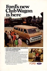 Anuncio impreso vintage 1971 coche nuevo Club Wagon is Here tren antiguo anuncio de coche Ford - Imagen 1 de 2