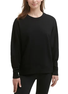 CALVIN KLEIN Women's French Terry Pull-Over Sweatshirt sz M Medium Black - Picture 1 of 1