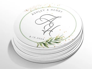 Personalised wedding round sticker labels, custom stickers - Picture 1 of 7