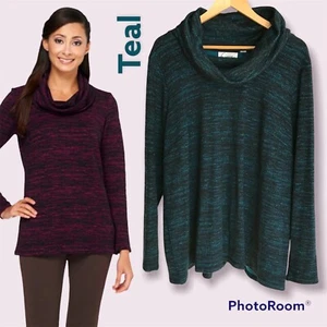 Linea by Louis Dell'Olio meliertes Stricktop Wasserfallausschnitt türkis 2X A236139 - Bild 1 von 12