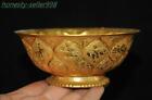 5.2" China Ancient dynasty bronze 24k gold Gilt flower bird statue Tea cup Bowls