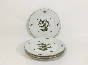 4x Herend Rothschild Bird Round Dinner Plates 25,5 cm 1x Crack - Picture 1 of 11