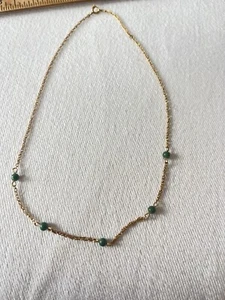 A&Z 12K Gold Filled Necklace With Green Beads - 15”long - Picture 1 of 6