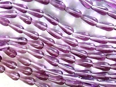 VTG 350 AMETHYST PURPLE DROP GLASS FRINGE BEADS 13X6 mm #050312m CLOSE OUT - Image 1 of 3