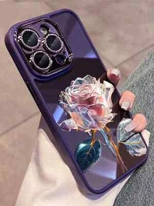 Elegante dunkellila rose transparente Handyhülle für iPhone 14 Pro Max 13 Pro 12 - Bild 1 von 14