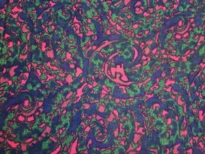 Vintage 60er 70er Jahre heller psychedelischer Hippie grooviger Retro strukturierter Polyesterstoff - Bild 1 von 7