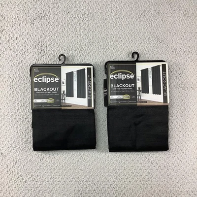 Eclipse Blackout Curtains Panel Rod Pocket 63in Length Black Traditional 2 Pack - Image 1 of 3