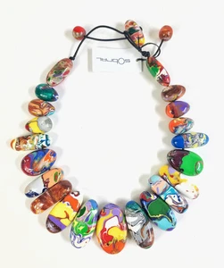 Sobral Pollock Monica große bunte Perlen Statement Künstler Made Halskette - Bild 1 von 5
