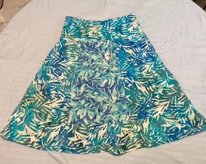 Santiki Skirt Womens Blue Elastic Waist Palm Tropical Beach Lightweight Sz M - Picture 1 of 8