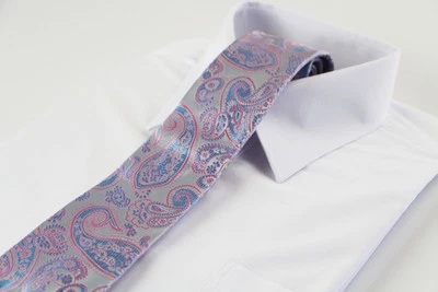 Mens Baby Pink & Baby Blue Paisley Patterned 8cm Neck Tie - image 1 of 2