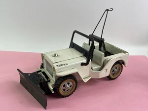 Vintage pressed Steel Tonka 11" Jeep w/ snow plow wrecker boom CAA Wrecker Svc. - Picture 1 of 18