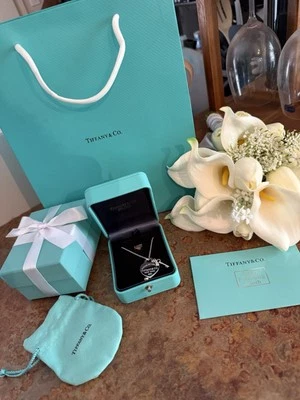 Tiffany & Co Heart Tag with Key Pendant Necklace ( on an 18” chain ) - Image 1 of 3