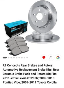 R1 Concepts Brake Kits| Rear Ceramic Brake Pads and Rotors Kit Lexus Toyota - Picture 1 of 2