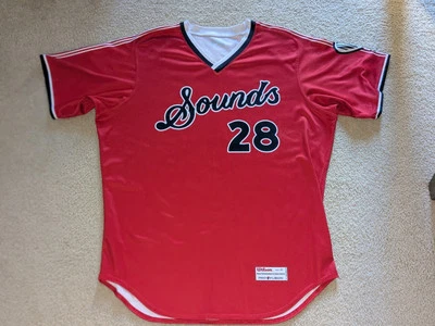 2019 Nashville Sounds Game Used Alternate Baseball Jersey #28 - Image 1 of 4