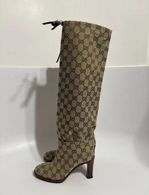 Gucci Brown Monogram ‘Lisa’ Canvas Boots 34 - Image 1 of 4