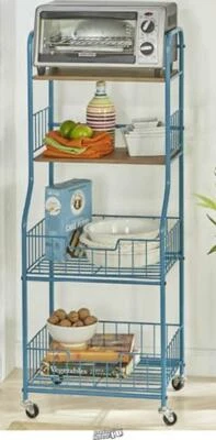 Stoneberry-16.5" Wide Rolling Storage Cart 16.5"Lx13.5"Dx45"H BLUE — 第 1/2 张图片