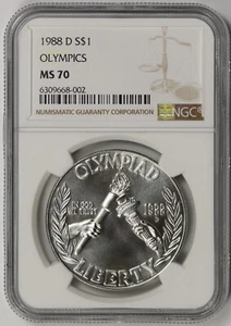 1988-D Seoul Olympics Modern Silver Commemorative Dollar $1 MS 70 NGC - Picture 1 of 4
