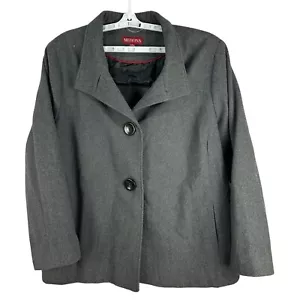 Merona Womens Plus Size 3X Gray Wool Blend Coat With Button Closure Pleated Back - Picture 1 of 5