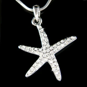 Seestern mit Swarovski Kristall Ozean Meer Seestern Strand Hochzeit Halskette - Bild 1 von 1