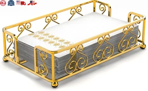 Gold Napkin Holder Tray for Elegant Bathrooms - Gold Guest Towel Holder with - Picture 1 of 12