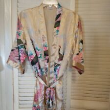 FREE SHIPPING great NWOT Satin short pink robe dressing gown peacock size Medium