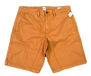 Gap khakifarbene Herrenshorts 32 Essential 10"" Goldenoa flach vorne Chino neu mit Etikett - Bild 1 von 3