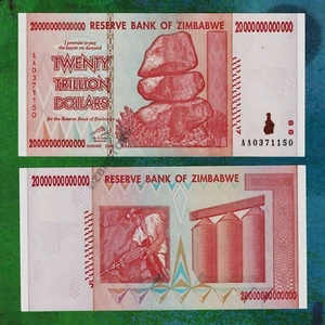 1 x 20 Trillion Zimbabwe Dollars Banknote AA 2008 Currency 100 % Authentic + COA - Picture 1 of 3