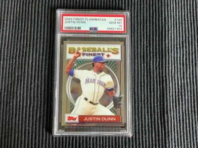 2020 TOPPS FINEST FLASHBACKS #140 JUSTIN DUNN *ROOKIE PSA 10 GEM MINT* MARINERS - Image 1 of 2
