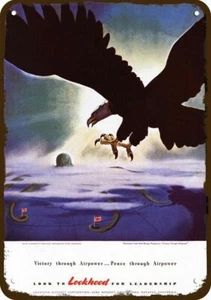 1943 WALT DISNEY Octopus Illustration & Lockheed DECORATIVE REPLICA METAL SIGN - Picture 1 of 1