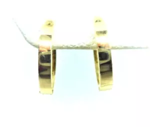 10Kt  Pure Yellow Gold 2MM X 11MM Huggie Earrings PAIR Square edge FREE SHIPPING - Picture 1 of 5