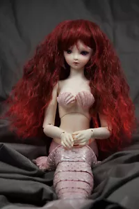 "Peluca de muñeca estilo engarzado Fae - negro y rojo desvanecido BJD 6-7"" y 8-9" - Imagen 1 de 1