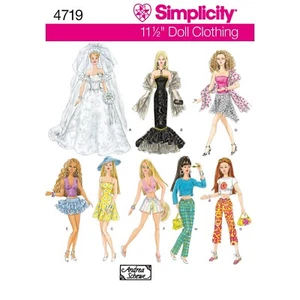 Simplicity 4719 DOLLS CLOTHES Sewing Pattern Sizes 11.5" - 29cms Bridal Party - Picture 1 of 10