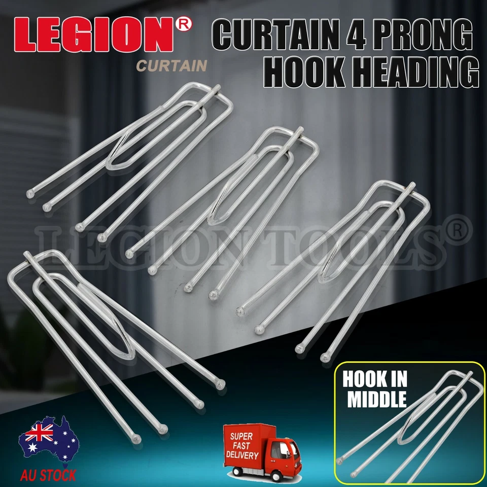 56mm Curtain Pleat Hooks 4 Prong Slip Gathering Heading Pinch Pleat Hook Set - image 1 of 4