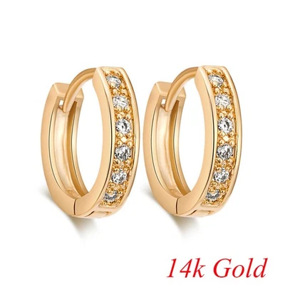 Women Earrings Brilliant Jewelry 14k Gold Filled  Artificial Sapphire Crystal - Image 1 of 4