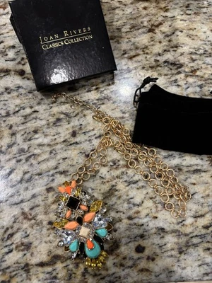 Joan Rivers Colorful Neon Rhinestone Gold Tone Statement Pendant Necklace - Image 1 of 4