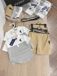 Polo kid set Boy cotton and kaki short size 5-6Y - Bild 1 von 2