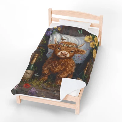 Highland Cow Blanket | Cozy Farmhouse Fleece Throw | Rustic Country Gift - Image 1 of 4