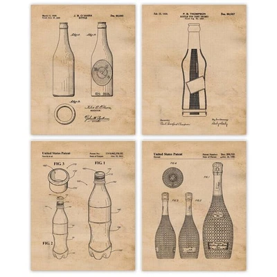 Classic Cola Pepper Bottles Patent Prints, 4 (8x10) Art Decor Home Work Office - Image 1 of 4