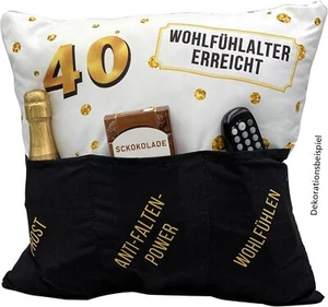 Dekokissen 40. GEBURTSTAG Kissen mit 3 Taschen zum selber Befüllen Geschenk  - Bild 1 von 4
