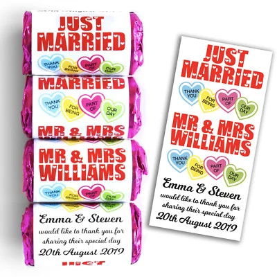 Personalised Love Heart Sweets Wedding Favours Just Married - Mini Love Hearts - Image 1 of 4