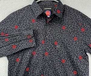 Detroit Pistons Shirt Mens Medium 15-15.5 Black Dress Slim Button Up Express NEW - Picture 1 of 11
