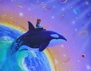 Charles Lynn Chick Bragg ORCA SPACE JUMP Hand Signed Limited Edition on Canvas - Picture 1 of 5