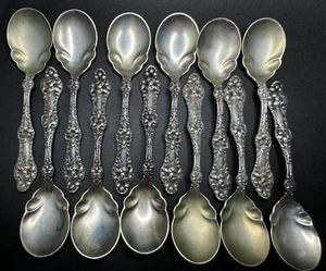 Old Orange Blossom by Alvin Sterling Silver Set of 12 Ice Cream Spoons 5 1/4" - Picture 1 of 3