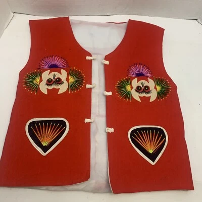 VINTAGE KIDS GOOD LUCK ANIMAL SYMBOLS ASIAN EMBROIDERED QUILTED PATCHWORK VEST  - Image 1 of 4